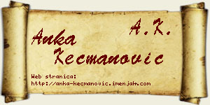 Anka Kecmanović vizit kartica
